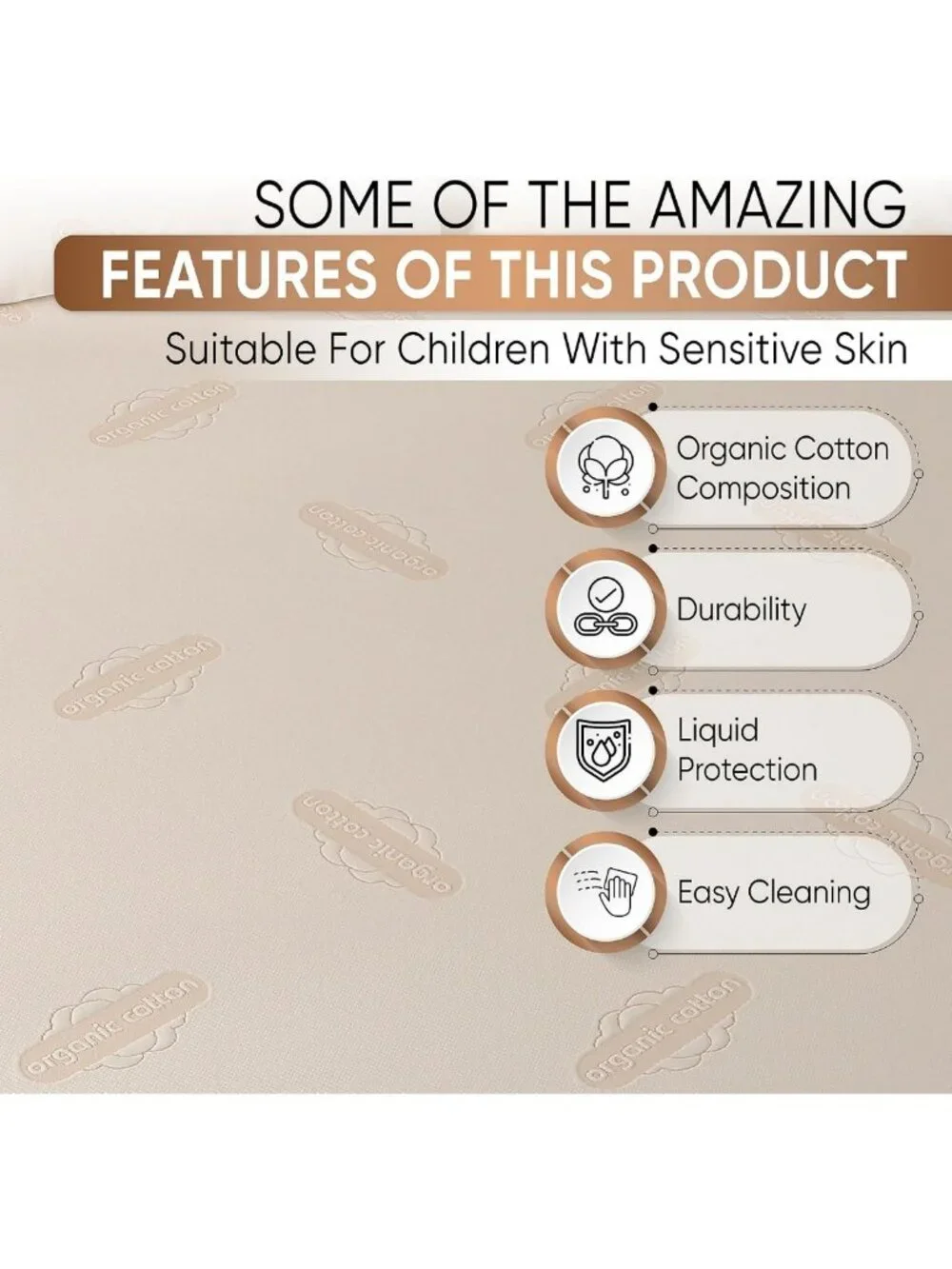 Waterproof Twin Organic Mattress Protector - Soft Cotton, Noiseless, Deep Pocket
